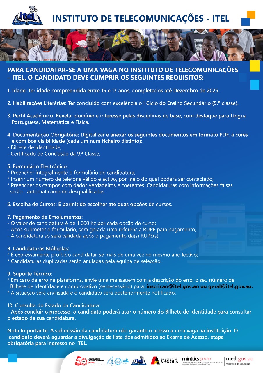 INSCRIÇÕES PARA O ANO LECTIVO 2025/2026